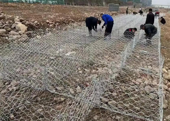 Cesto de gabião revestido em pó / galvanizado para controlo de água 1*1*2m