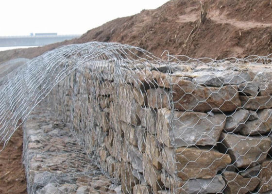 Malha de arame para gabiões Galfan de 3mx1mx1m, 60x80mm, para projetos de defesa costeira contra inundações